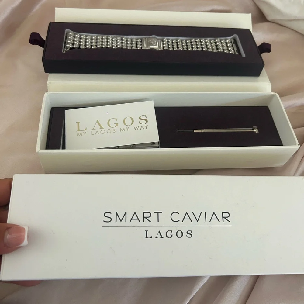 LAGOS Silver Smartwatch Band with Infinite Caviar Design
